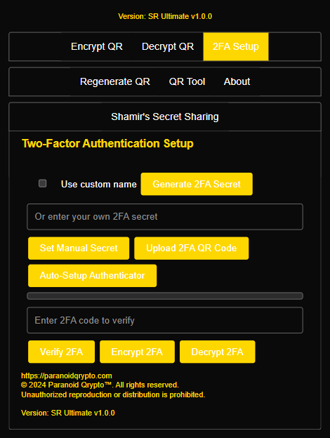 2FA Setup Screen