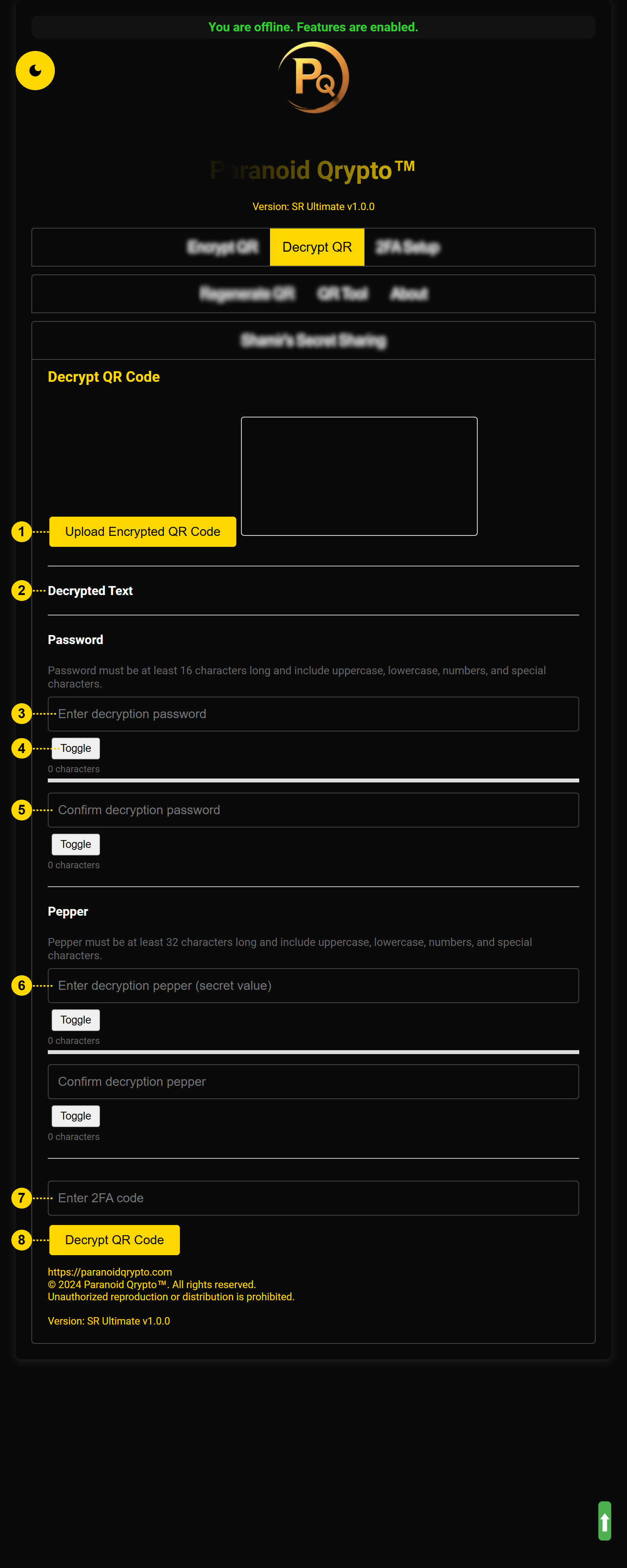 Decrypt QR Screen